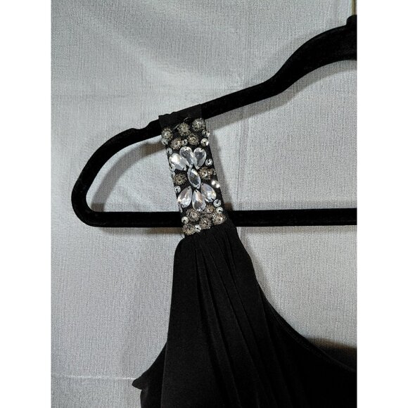 Y2K Sweet Storm One Shoulder Black Dress Med Beaded Long Formal Romantic Goth - Picture 2 of 13